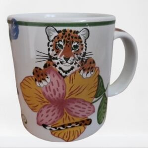 1995 Lynn Chase "Jungle Flowers" France Tiger Waechtersbach Germany Coffee Mug